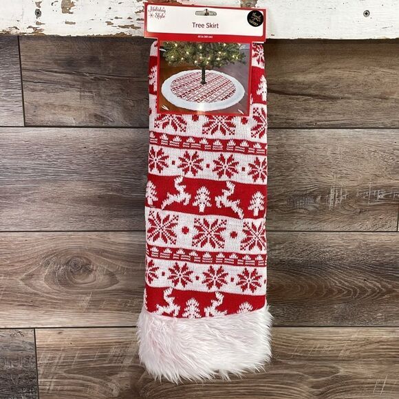 DO NOT ORDER Holiday Style Tree Skirt Sweater, 40”, Red and White Sweater - Picture 3 of 5